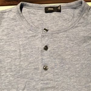 Short sleeved Henley crew neck shirt